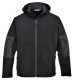 Softshell dzseki kapucnival, fekete, 94% poliészter, 6% Spandex 160g, 100%, Micro Polar 150g