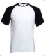 Baseball T póló, 160g, White Black, fehér-fekete