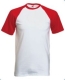 Baseball T póló, 160g, White Red, fehér-piros
