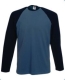 Baseball T Long Sleeve, 160g, Steel Blue Deep Navy, acélkék-sötétkék hosszúujjú póló