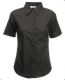 Lady-Fit Short Sleeve Poplin Shirt, 120g, Black-Fekete